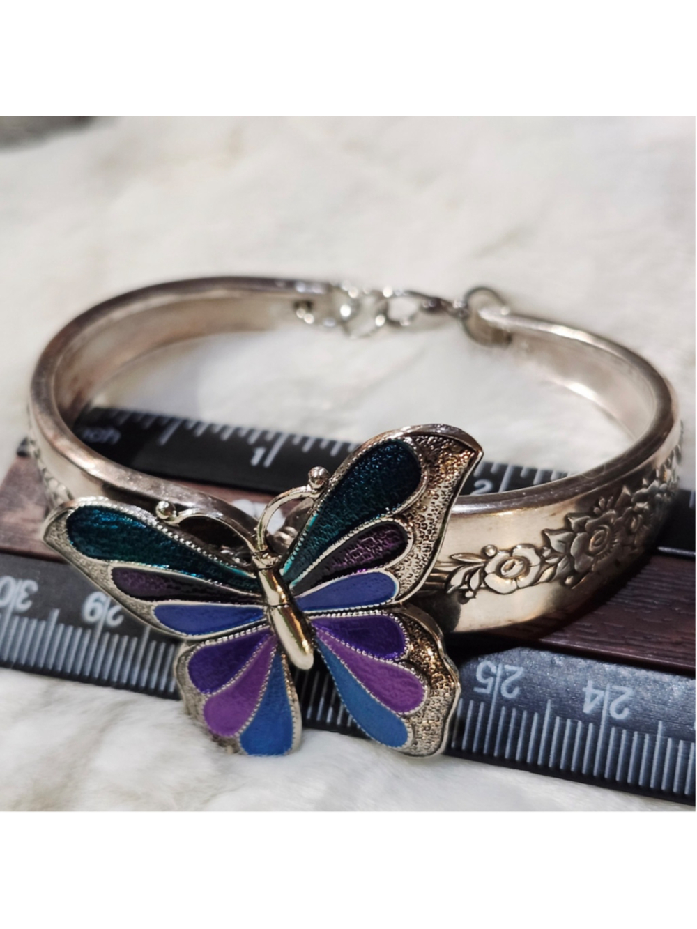 Bracelet Silverwear ONEIDA silverplate 1954 ROYAL ROSE Butterfly charm